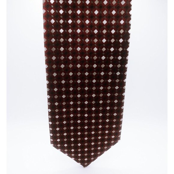 Giorgio Brutini Collezione Men's Tie Maroon Silver Geometric Diamond Print Ties - Picture 2 of 11